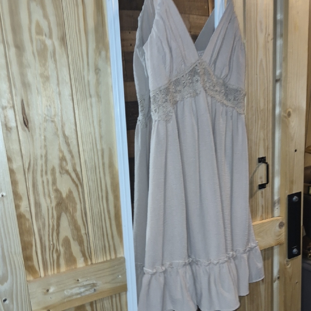 SHEIN Beige Lace Trim Dress